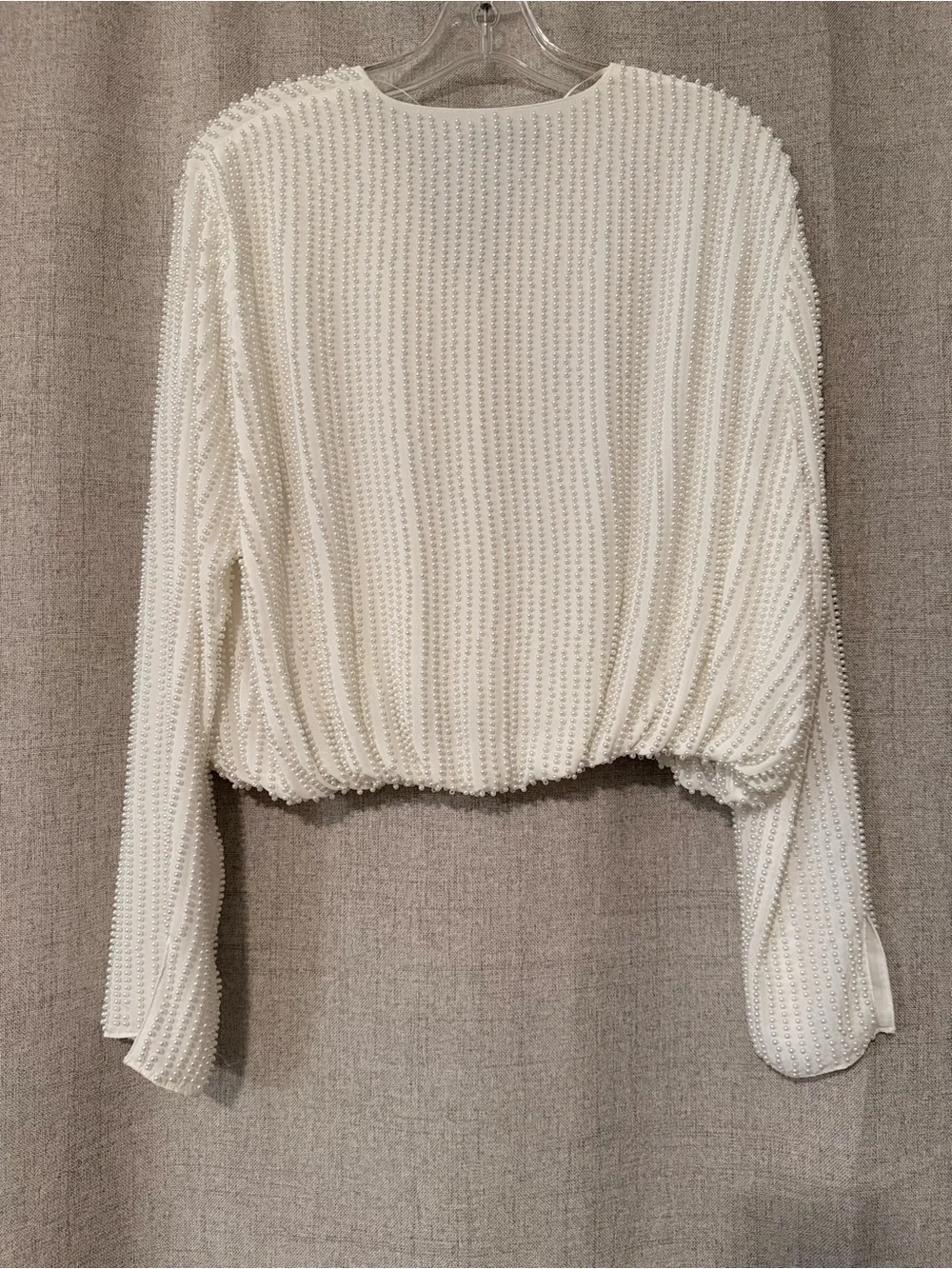 Zara Limited Edition Pearl Embellished Blouse | L